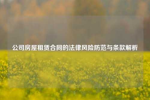 公司房屋租赁合同的法律风险防范与条款解析
