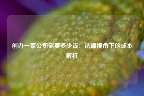 创办一家公司需要多少钱：法律视角下的成本解析
