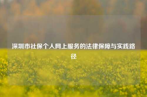 深圳市社保个人网上服务的法律保障与实践路径
